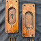 Pair 2.5"x6" Antique Vintage Old Reclaimed Solid Cast Bronze Brass Pocket Door Hardware Pulls Key Plates