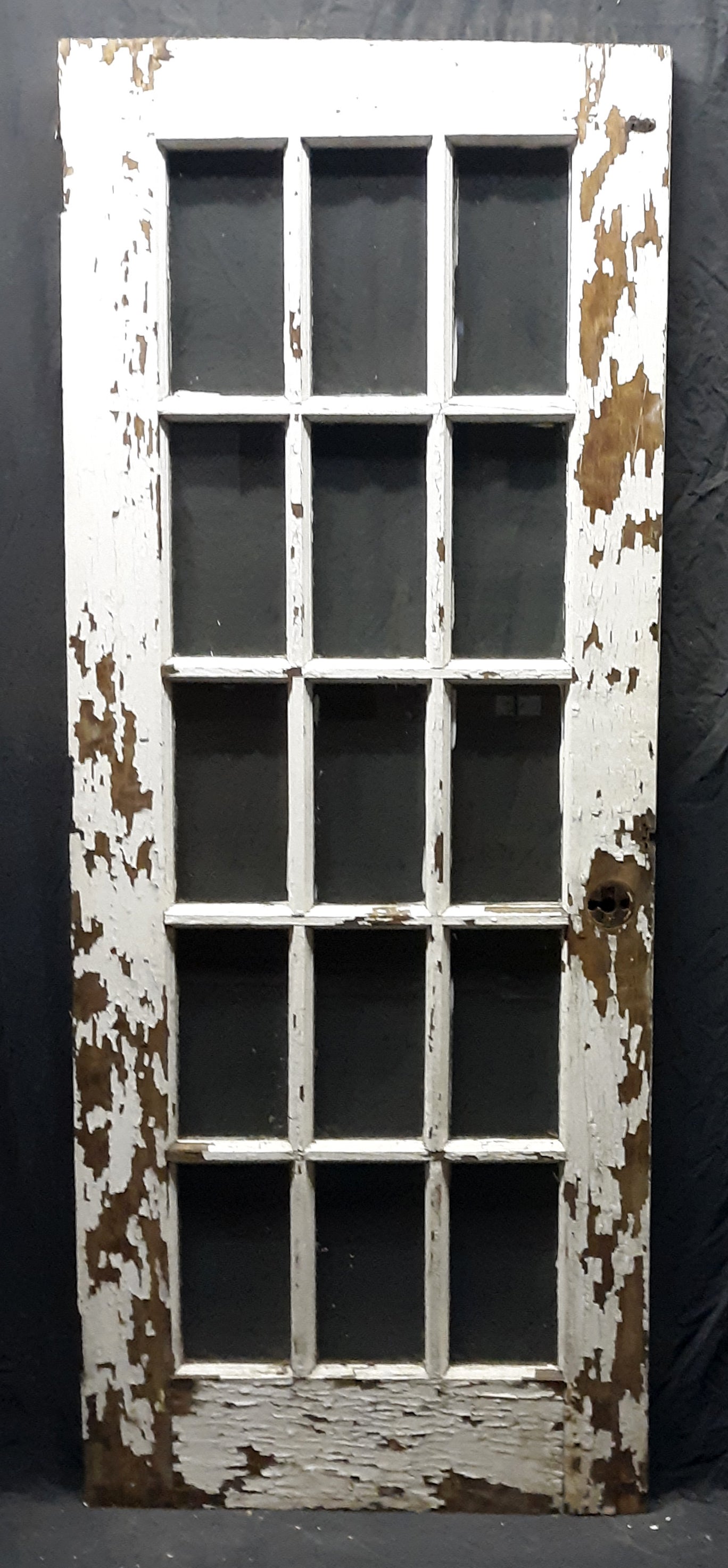 30x78.5"x1.75" Antique Vintage Old Reclaimed Salvaged Wood Wooden Interior French Door Window Glass