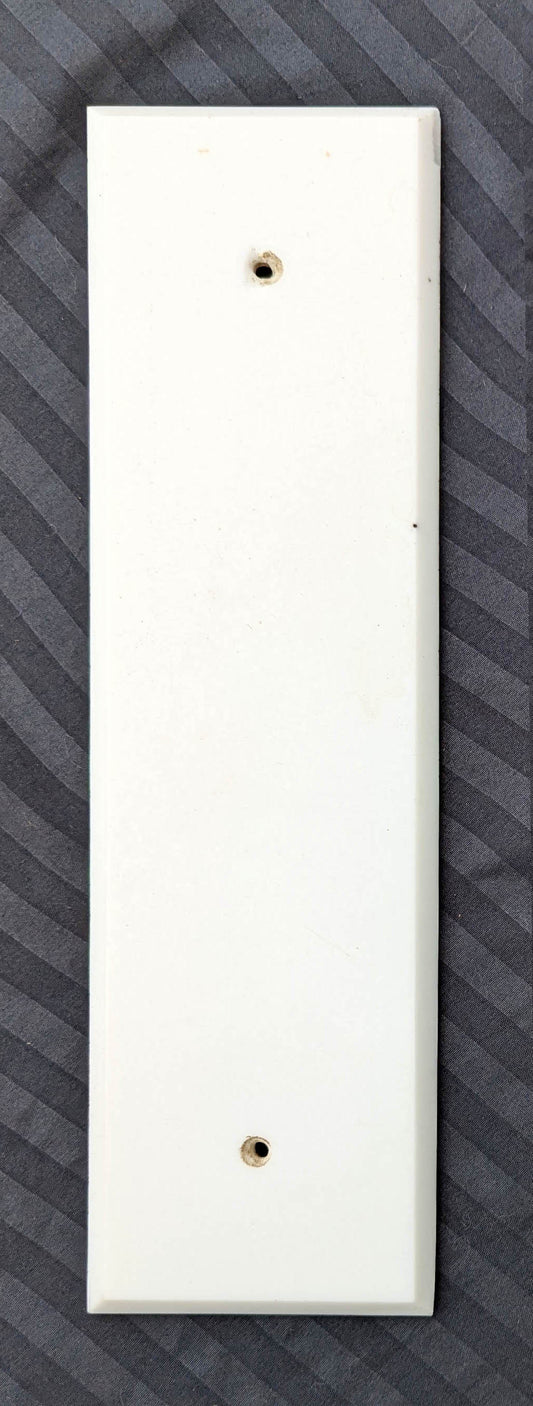 3.5"x12" Antique Vintage Old Beveled Milk Glass Swinging Door Push Finger Plate White Porcelain (Copy)