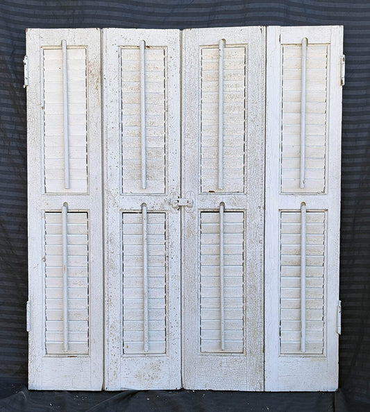 2 available Pair 28"x33" Antique Vintage Old SOLID Wood Wooden Bifold Window Shutter Plantation Style Adjustable Louver