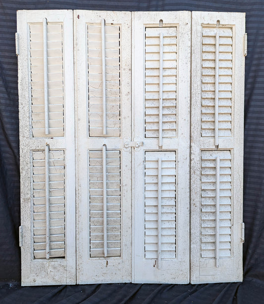 2 available Pair 28"x36" Antique Vintage Old SOLID Wood Wooden Bifold Window Shutter Plantation Style Adjustable Louver