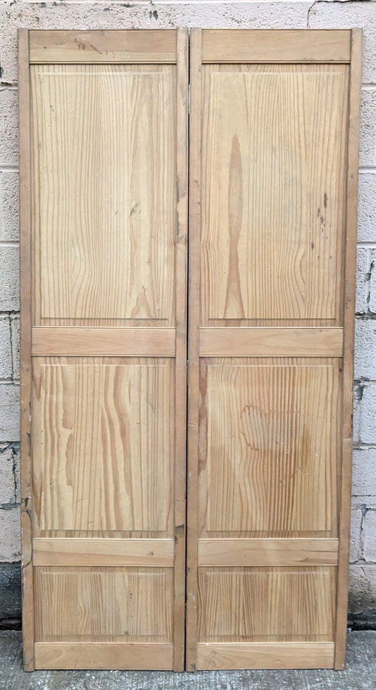 35.5"x72.5" Pair of Vintage Reclaimed Salvaged Solid Wooden Wood Interior Bifold Doors Panel Closet Pantry Divider Doors