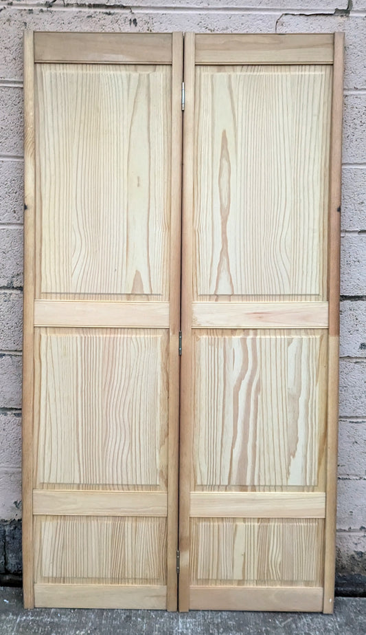 35.5"x72.5" Pair of Vintage Reclaimed Salvaged Solid Wooden Wood Interior Bifold Doors Panel Closet Pantry Divider Doors