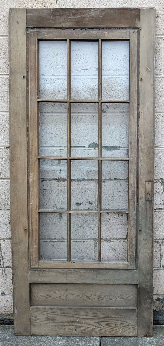 31"x81" Antique Vintage Old Reclaimed Salvaged SOLID Wood Wooden Storm Screen Exterior Entry Door Window Glass