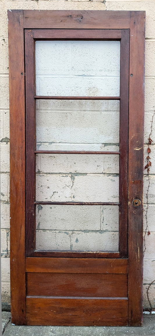 2 Available 32"x81" Antique Vintage Old Reclaimed Salvaged SOLID Wood Wooden Storm Exterior Door Window Wavy Glass