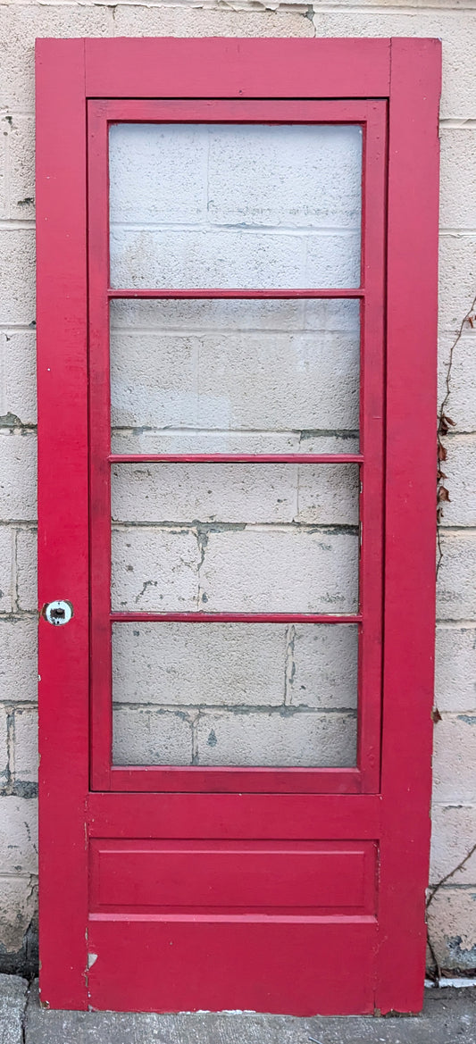 2 Available 32"x81" Antique Vintage Old Reclaimed Salvaged SOLID Wood Wooden Storm Exterior Door Window Wavy Glass