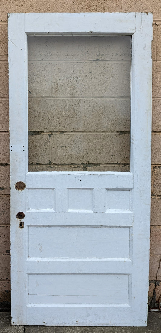 32"x77" Antique Vintage Old Reclaimed Salvaged SOLID Wood Wooden Entry Exterior Door Window Wavy Glass