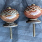 Pair Vintage Old Reclaimed Salvaged Round Brown Pottery Ceramic Dresser Drawer Furniture Knob Pull Handle