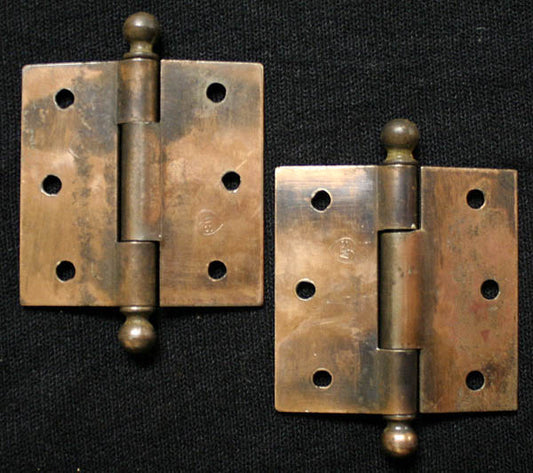 5 available CLEAN 3-Knuckle Pair 3"x3" Antique Vintage Old Reclaimed Salvaged Copper Steel Interior Door Hinges