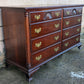 Antique Vintage Old "Kling" SOLID Mahogany Wood Wooden Colonial Double Wide Dresser Chest of Drawers