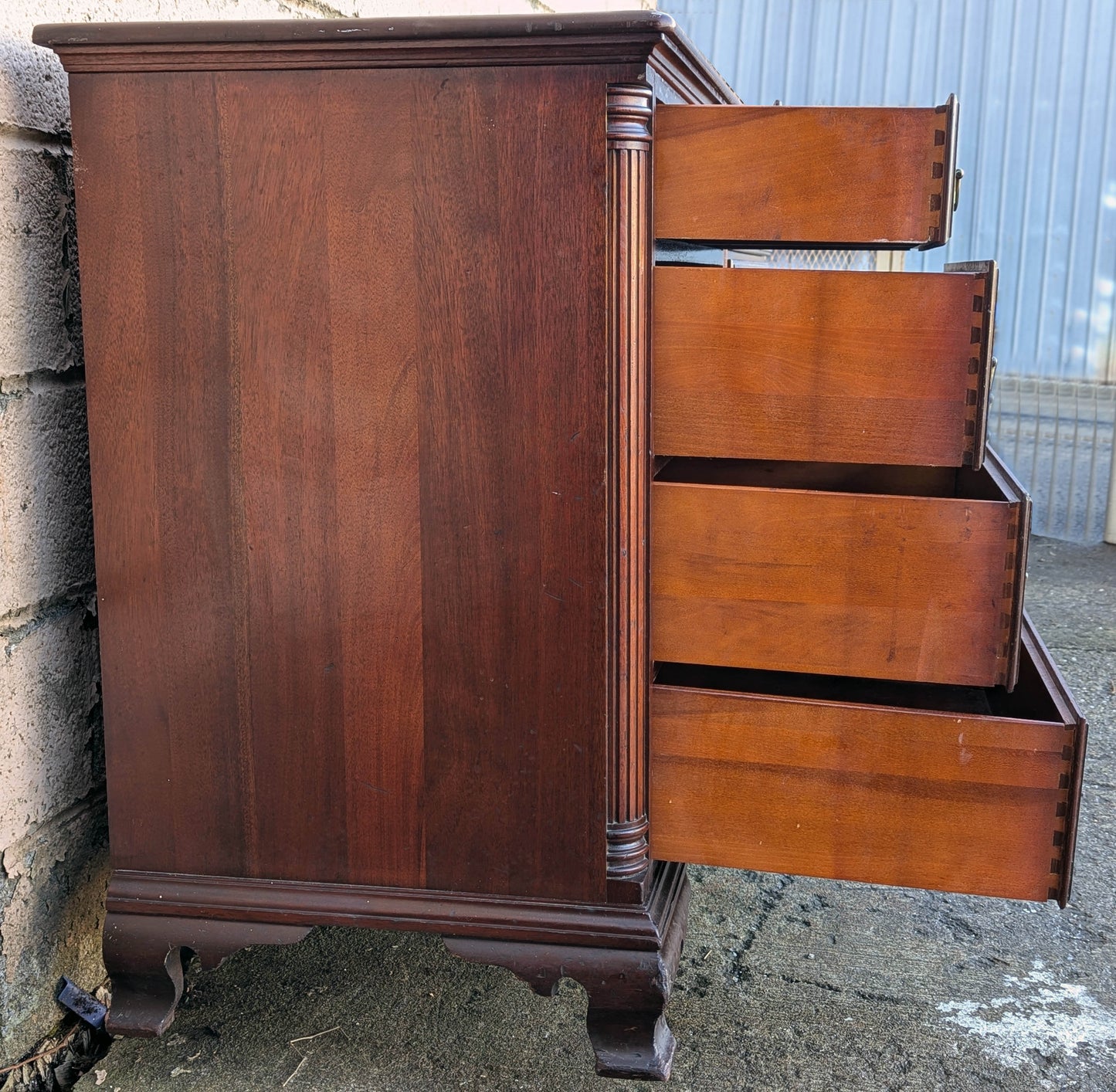 Antique Vintage Old "Kling" SOLID Mahogany Wood Wooden Colonial Double Wide Dresser Chest of Drawers