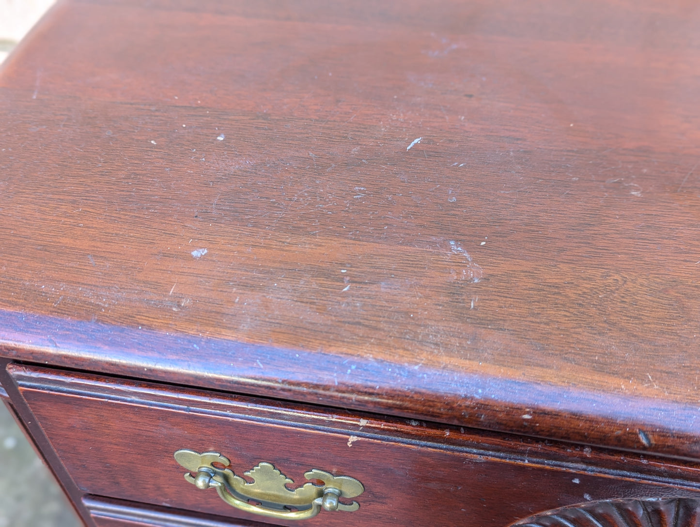 Antique Vintage Old "Kling" SOLID Mahogany Wood Wooden Colonial Double Wide Dresser Chest of Drawers