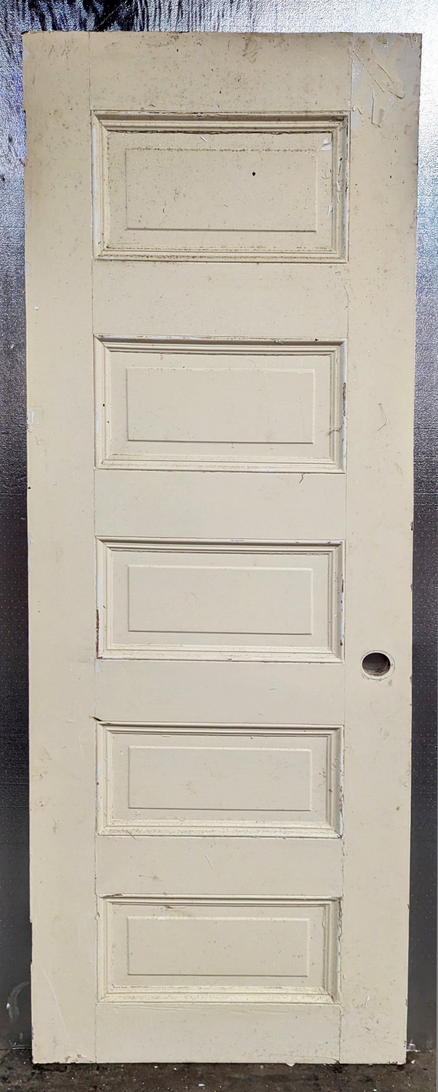 27.5"x79.5" Antique Vintage Old Reclaimed Salvaged SOLID Wood Wooden Closet Interior Door 5 Panels