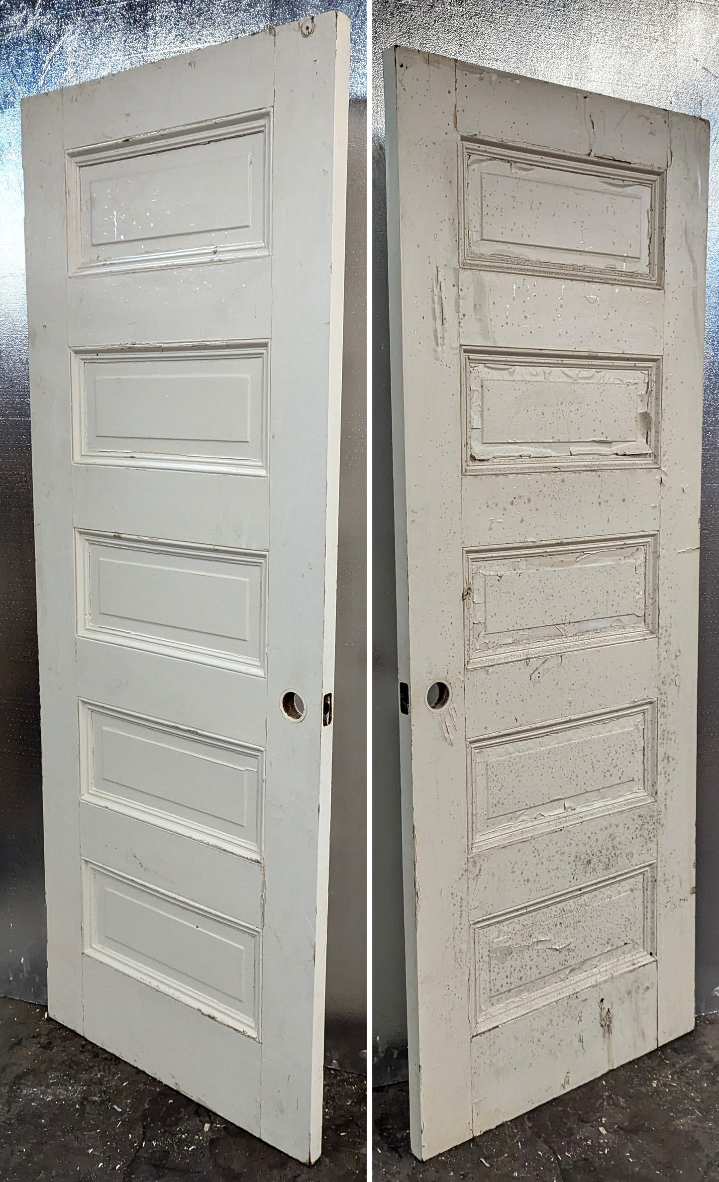 2 available 30"x77" Antique Vintage Old Reclaimed Salvaged Interior SOLID Wood Wooden Room Doors 5 Raised Ladder Panels