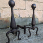 18"H Pair Antique Vintage Old "ADAMS" Cast Iron Cannon Ball Cannonball Federal Fireplace Andirons Fire Dogs Log Holders