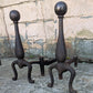 18"H Pair Antique Vintage Old "ADAMS" Cast Iron Cannon Ball Cannonball Federal Fireplace Andirons Fire Dogs Log Holders