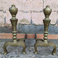 2 available 18"H Pair Vintage Antique Old Cast Iron Arts & Crafts Mission Fireplace Andirons Fire Dogs Log Holders