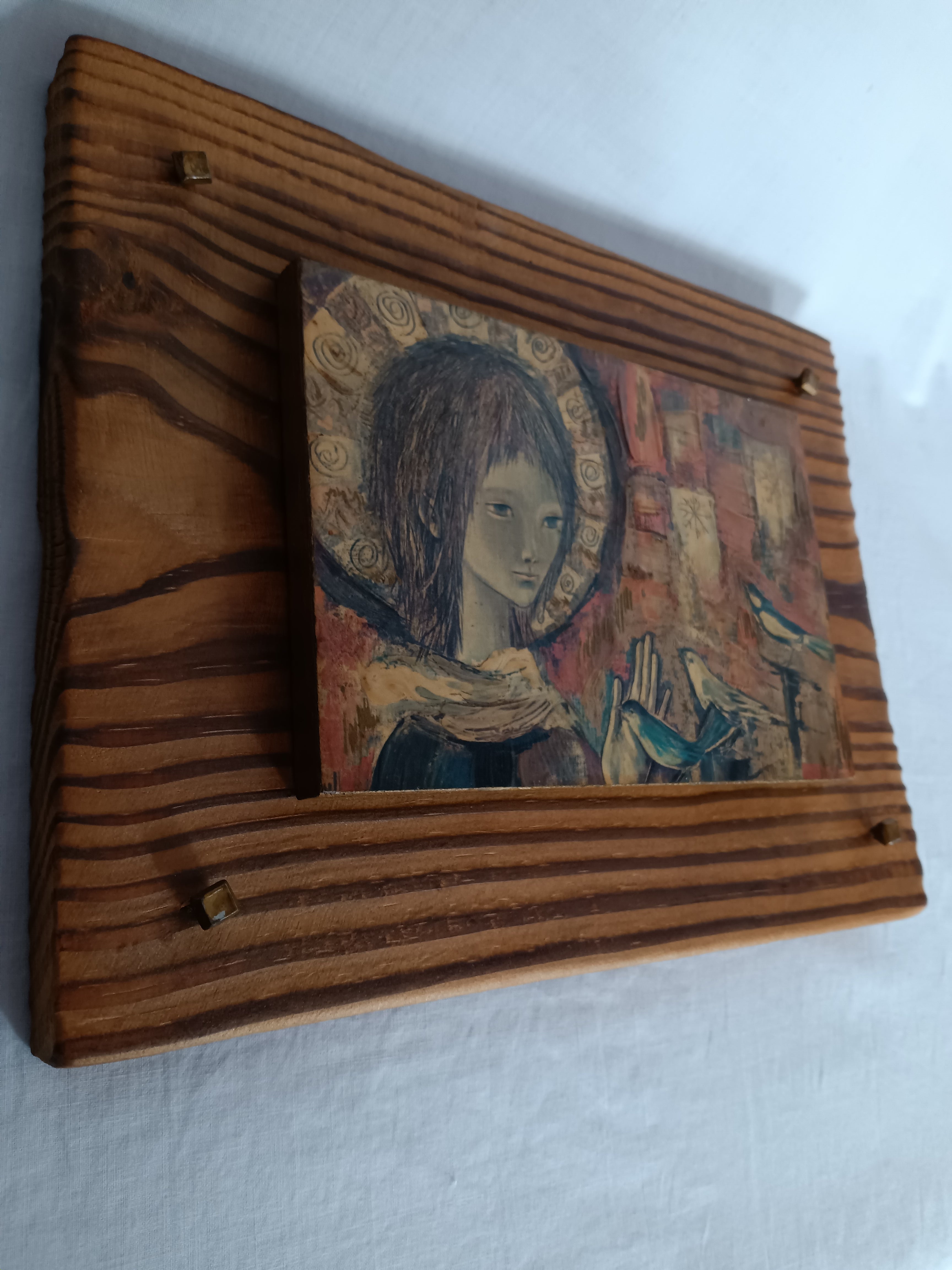 Vintage Handmade Wooden Picture store Art