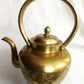 Vintage Solid Brass Small Teapot Lidded Kettle with Handle Etched Floral Design Gooseneck Spout Pot Farmhouse Cottage Kitchen Home Decorative Retro Teapot