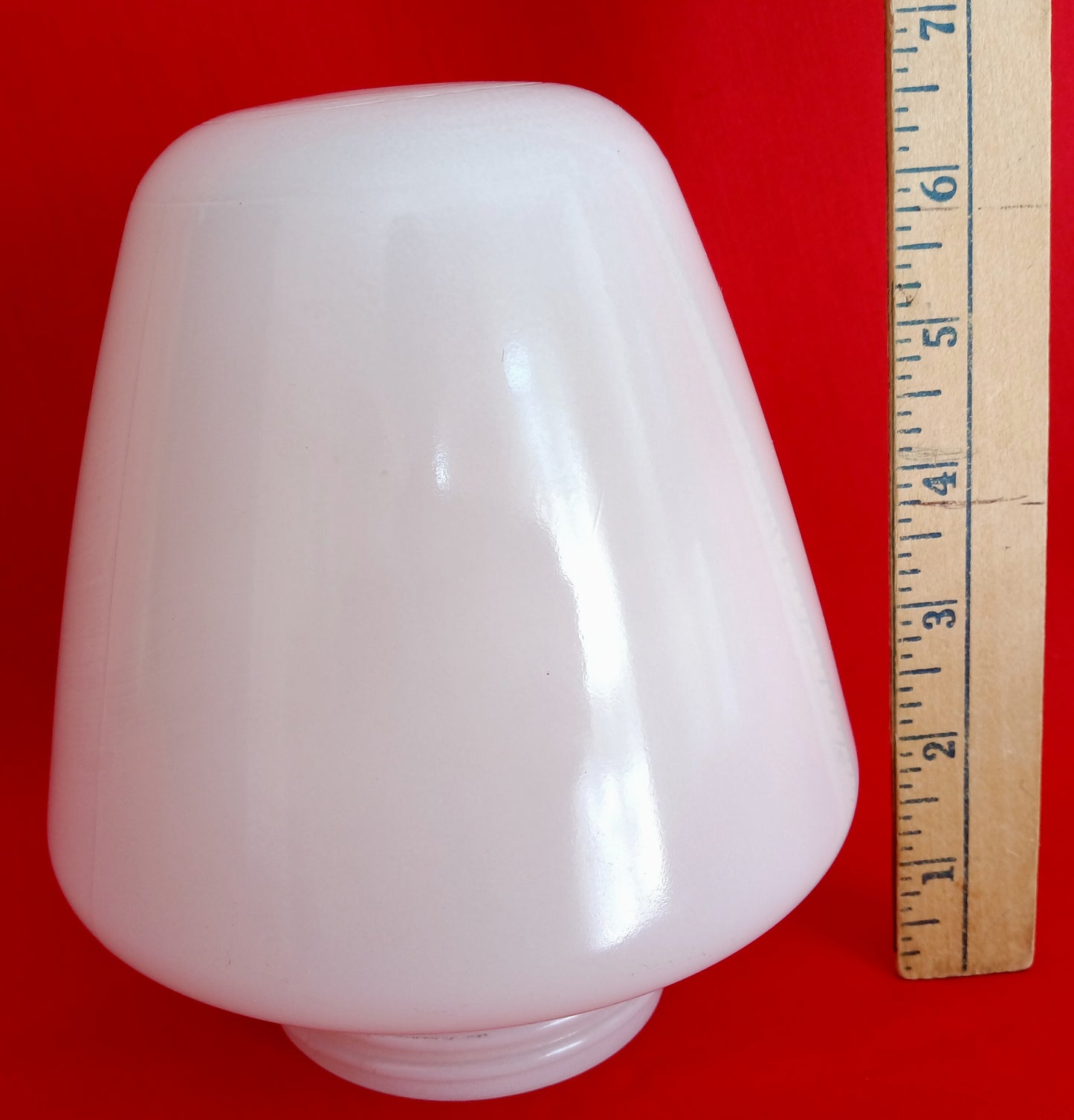 Vintage White Heavy Glass Threaded Neck Cone Shape Globe Swag Lamp Sconce Pole Lampshade with Screw-In Fitter-NOS