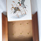 Vintage Wall Hanging Solid Wood Square Box Hiding Keys Holder Small Cabinet Porcelain Front Tile with Mallard Ducks Country Decor-NOS