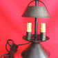 Vintage Art & Crafts Black Finish Tin Lamp with 2 Lights Colonial Style In Cord Switch Table Lamp-NOS