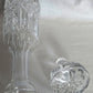 Vintage European Lead Crystal Decanter with Matching Stopper Wine Liquor Bottle Heavy Diamond Cuts Design Barware