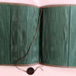 Vintage Rare Hand Tooled Embossed Leather Book Bible Cover Dark Green Portrait of Jesus Mary and Joseph- Made in Italy