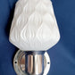 Vintage Vanity Bathroom Single Light Sconce w/ White Patterned Glass Shade On/Off Switch and Outlet Metal Construction Electric Fixture