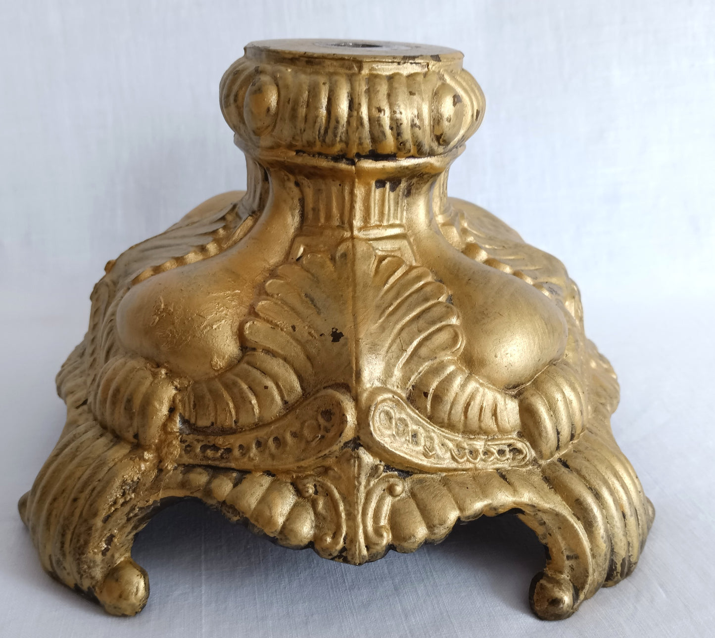 Vintage Die Cast Metal Lamp Base Gold Finish Footed Victorian Style Lamp Part –DYI Project