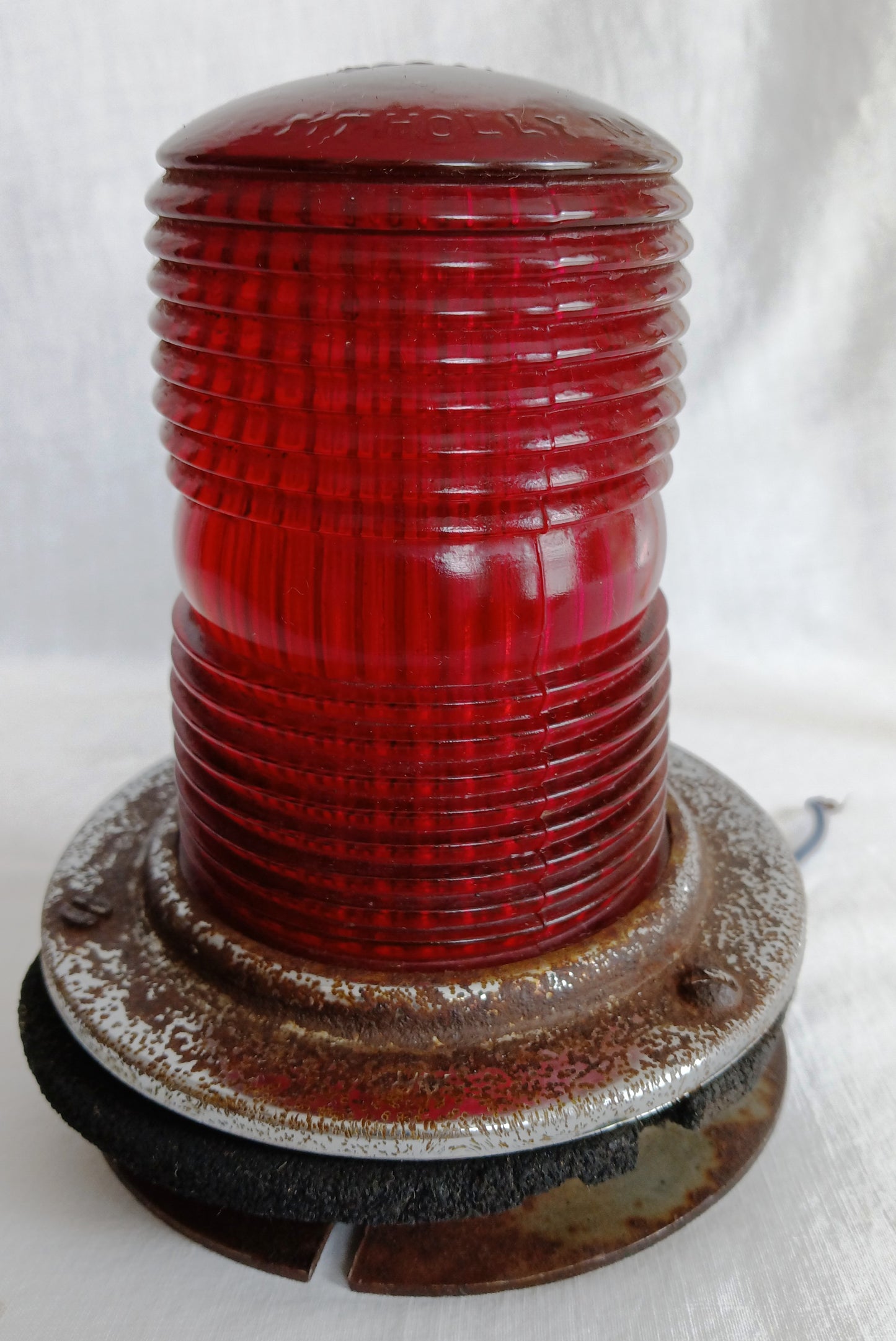 Vintage Arrow 20017 Boat Light Beacon Red Ruby Glass Mount Trim Ring Mt Holly NJ- Nautical AS IS