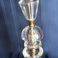 Vintage Art Deco Stacked Cut Lead Crystal Glass Lamp w/Dangling Crystals In line Switch Bulb Included Accent Lamp Hollywood Regency