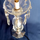 Vintage Art Deco Stacked Cut Lead Crystal Glass Lamp w/Dangling Crystals In line Switch Bulb Included Accent Lamp Hollywood Regency