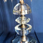 Vintage Art Deco Stacked Cut Lead Crystal Glass Lamp w/Dangling Crystals In line Switch Bulb Included Accent Lamp Hollywood Regency