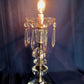 Vintage Art Deco Stacked Cut Lead Crystal Glass Lamp w/Dangling Crystals In line Switch Bulb Included Accent Lamp Hollywood Regency