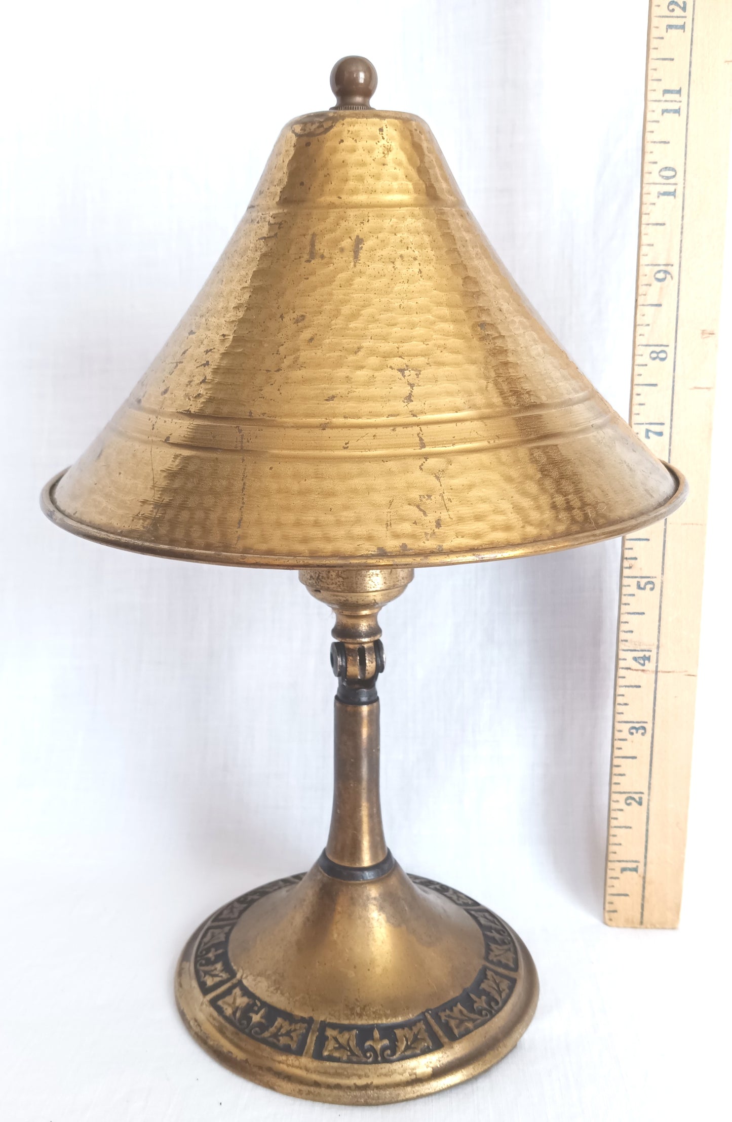 Antique Brass Art&Crafts The Greist Mfg Co. Pat. 1925 Sconce Table Desk Lamp Clamp w/ Clip on Conical Brass Shade