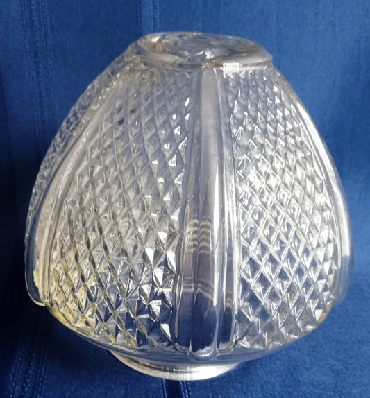 Vintage Clear Pressed Glass Lampshade Hexagonal Panels with Diamond Patterns Replacement Globe Light Cover for Swag Light Ceiling Fan Wall Sconce 3.25” Fitter