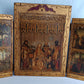 Antique Florentine Italian Rare Large Triptych w/ Prints Ornate Gilt on Wood Wall Art Christianity Religious Themes from the Bible