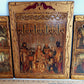 Antique Florentine Italian Rare Large Triptych w/ Prints Ornate Gilt on Wood Wall Art Christianity Religious Themes from the Bible