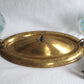 Antique Pressed Solid Brass Ceiling Fixture Two Light w/ Blue Floral Frosted Glass Bell Shades Fixture for Restoration/Repair - Needs new wiring