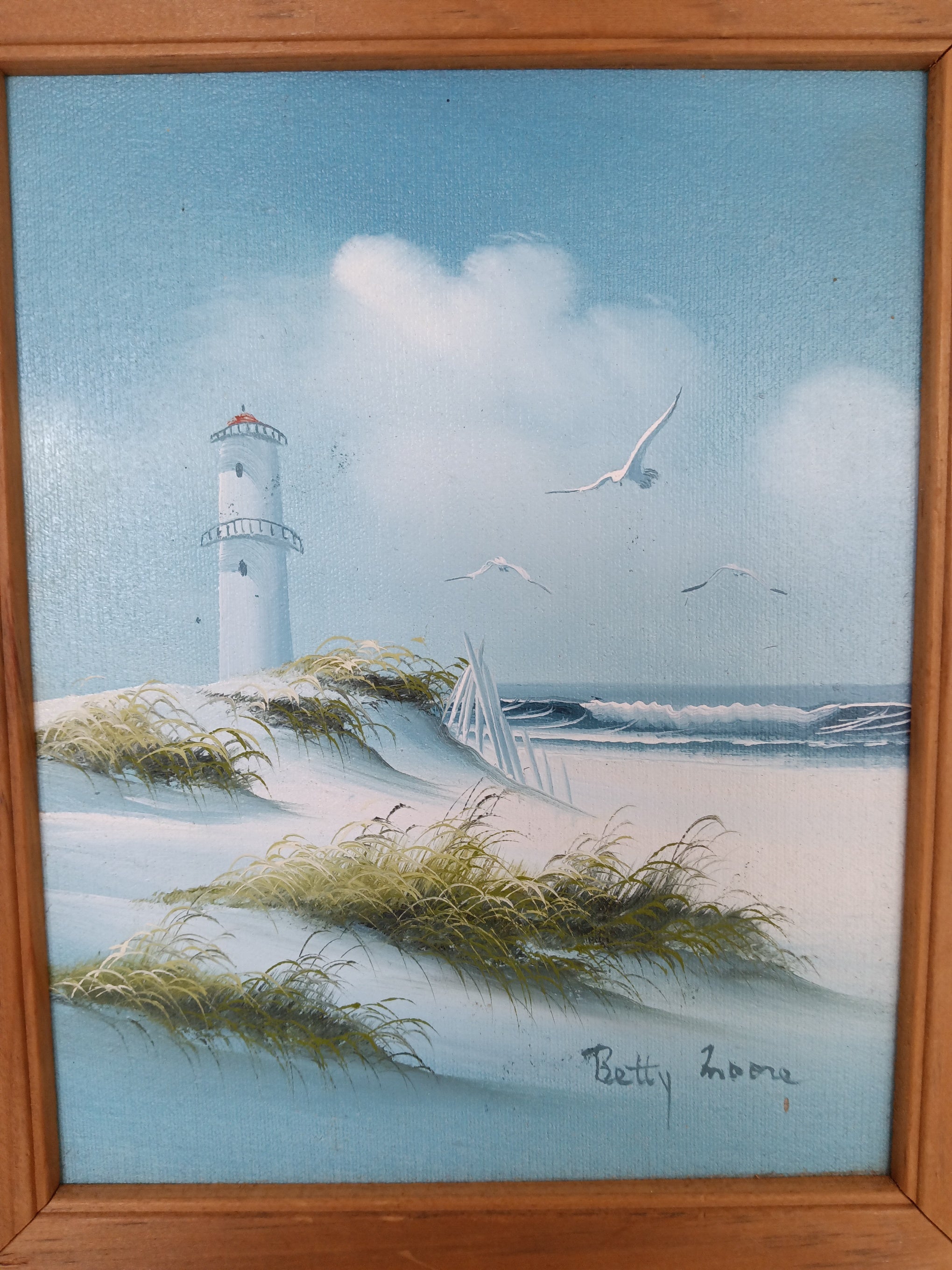 Betty Moore Original Signed White Sand selling Seascape Oil Painting