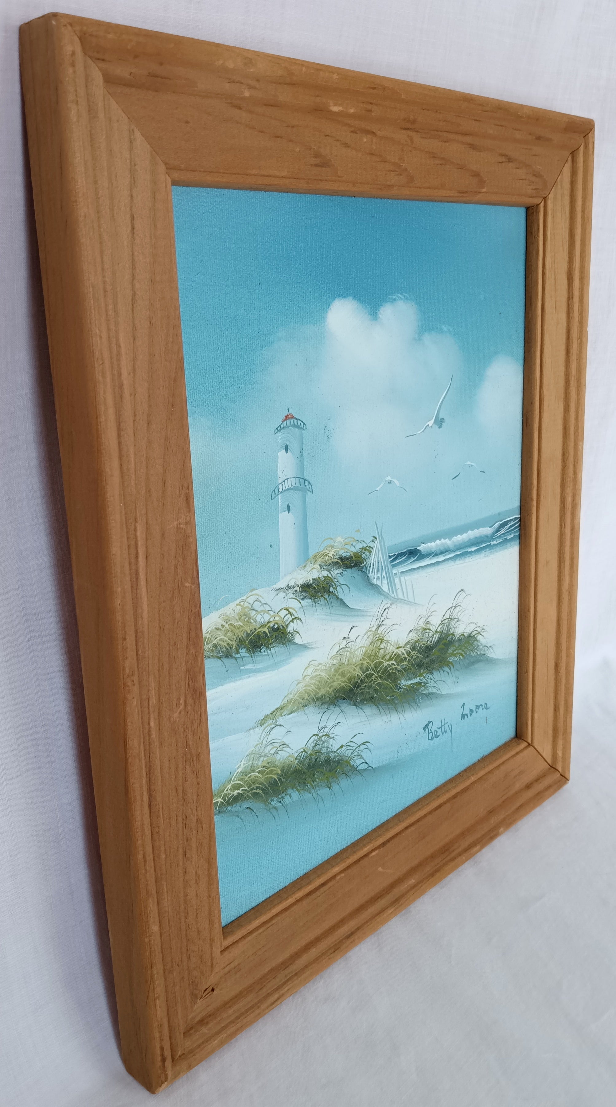 Vintage Coastal Seagull Painting Framed And Signed By buying Artist