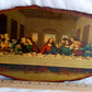 Vintage Last Supper Decoupage Picture Oval Wood Slice Slab Large Plaque Wall Hanging Jesus Apostles Souvenir Franciscan Monastery Religious Gift