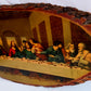 Vintage Last Supper Decoupage Picture Oval Wood Slice Slab Large Plaque Wall Hanging Jesus Apostles Souvenir Franciscan Monastery Religious Gift