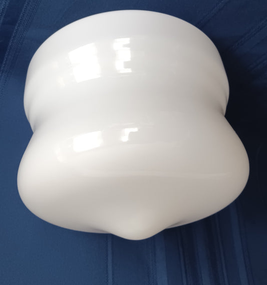 Art Deco Milk Glass Schoolhouse Ceiling Light Fixture Lampshade Hanging Pendant Unique Shape Center Button Replacement Shade 6” Fitter