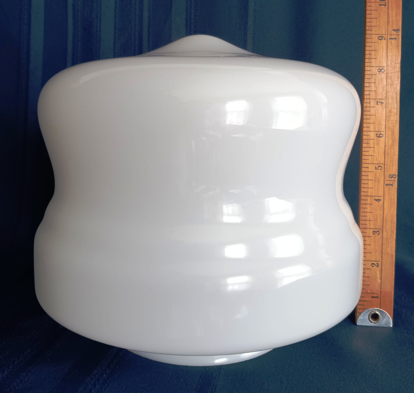 Art Deco Milk Glass Schoolhouse Ceiling Light Fixture Lampshade Hanging Pendant Unique Shape Center Button Replacement Shade 6” Fitter