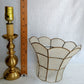 Vintage Candlestick Table Lamp Solid Brass with Capiz/ Mother of Pearl Shells Bell Shape Lampshade Vanity End Table Nightstand Lamp