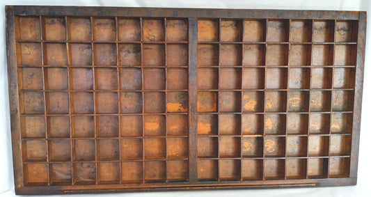 Antique Hamilton Printer Tray Letterpress Drawer Wooden Box 98 Square Cubbies/Compartments Primitive Shelf Display Jewelry Crafts Rustic