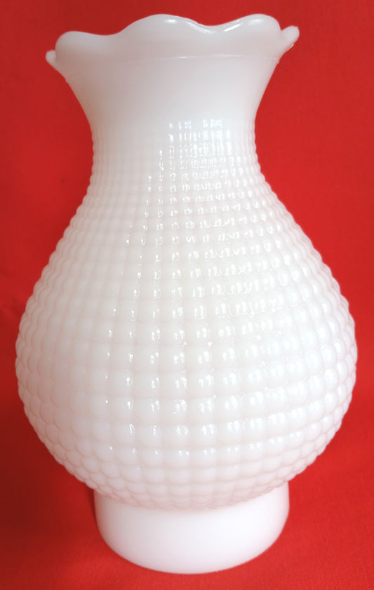 Vintage White Milk Glass Lampshade Hobnail Design Tulip Shaped Scalloped Top Replacement Cover Light Oil Electric Lamp Chimney 3.25” Fitter