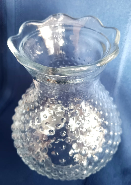 Vintage Clear Pressed Glass Hobnail Dots Pattern Lampshade Bud Shape Scalloped Top Edge Hurricane Shade For Oil Electric Lamps 3.25” Fitter